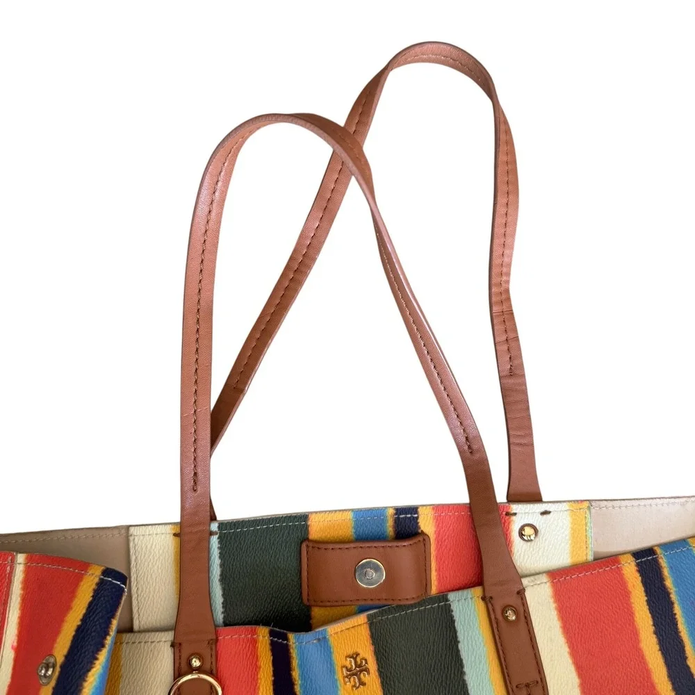 Tory Burch Kerrington Square Balloon Stripe Tote Bag